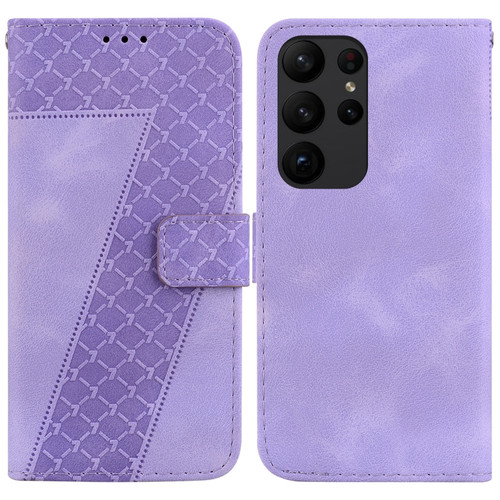 Samsung Galaxy S23 Ultra 5G 7-shaped Embossed Leather Phone Case - Purple