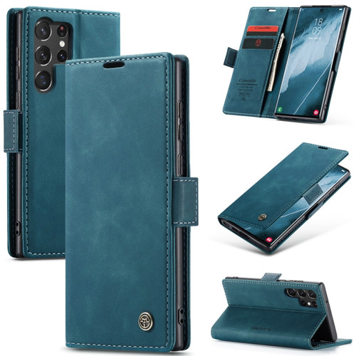 Samsung Galaxy S23 Ultra 5G CaseMe 013 Multifunctional Horizontal Flip Leather Phone Case - Blue