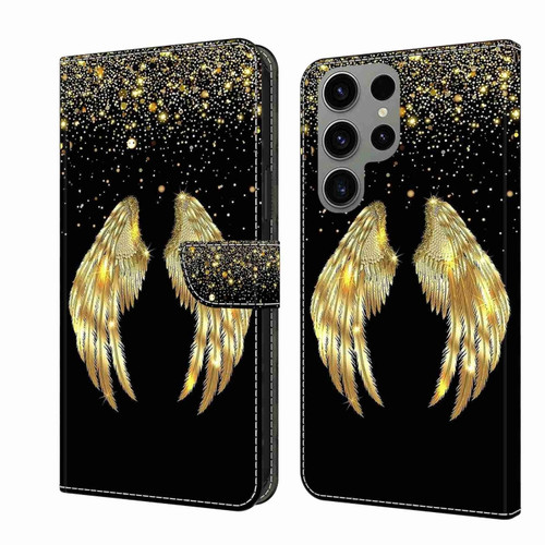 Samsung Galaxy S23 Ultra Crystal 3D Shockproof Protective Leather Phone Case - Golden Wings