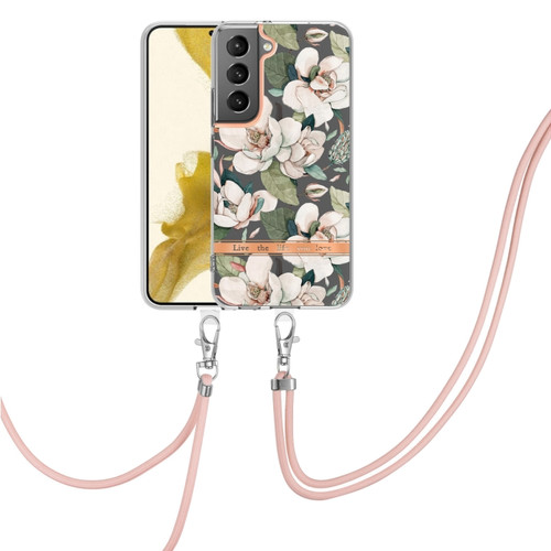 Samsung Galaxy S23+ 5G Flowers and Plants Series IMD TPU Phone Case with Lanyard - Green Gardenia