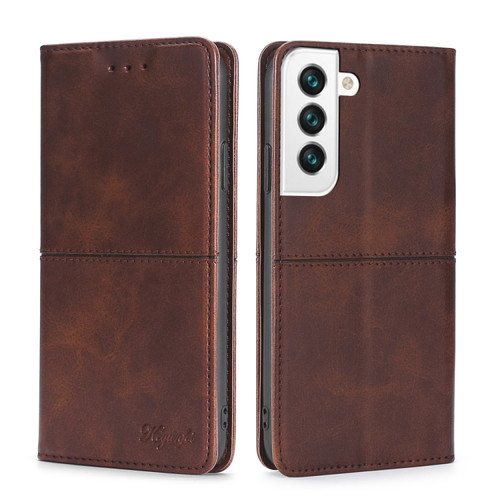 Samsung Galaxy S23+ 5G Cow Texture Magnetic Horizontal Flip Leather Phone Case - Dark Brown