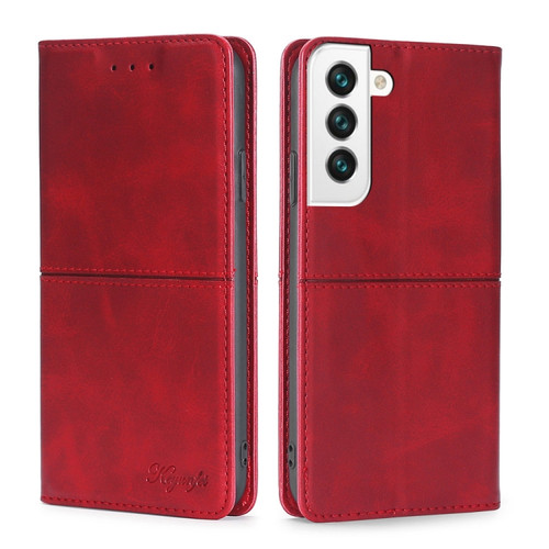 Samsung Galaxy S23+ 5G Cow Texture Magnetic Horizontal Flip Leather Phone Case - Red