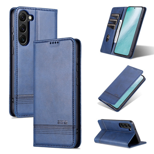 Samsung Galaxy S23+ 5G AZNS Magnetic Calf Texture Flip Leather Phone Case - Dark Blue
