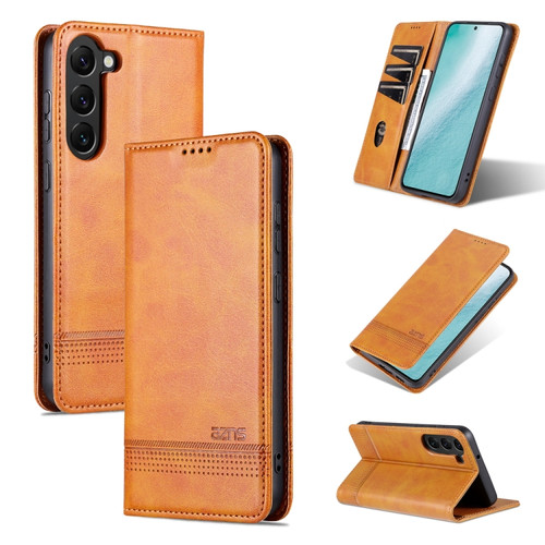 Samsung Galaxy S23+ 5G AZNS Magnetic Calf Texture Flip Leather Phone Case - Light Brown
