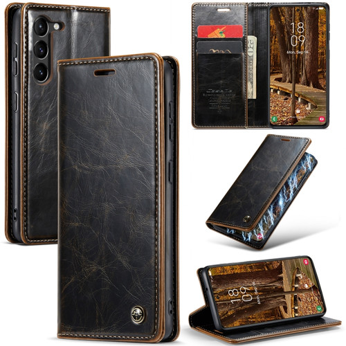 Samsung Galaxy S23+ 5G CaseMe 003 Crazy Horse Texture Leather Phone Case - Coffee