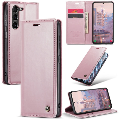 Samsung Galaxy S23+ 5G CaseMe 003 Crazy Horse Texture Leather Phone Case - Rose Gold