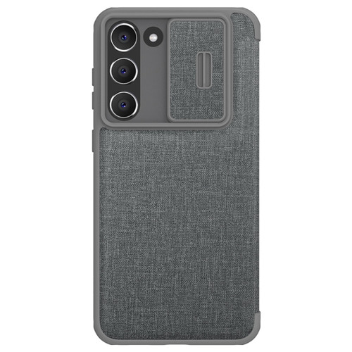 Samsung Galaxy S23+ 5G NILLKIN QIN Series Pro Sliding Camera Cover Design Leather Phone Case - Grey