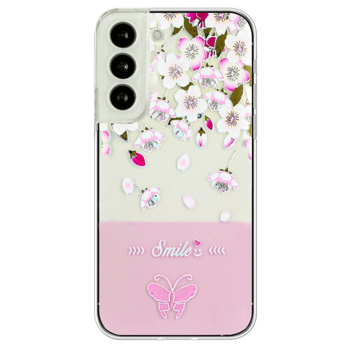 Samsung Galaxy S23+ 5G Bronzing Butterfly Flower TPU Phone Case - Peach Blossoms
