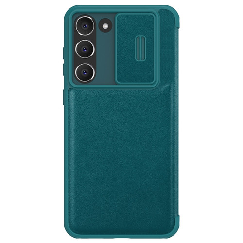 Samsung Galaxy S23+ 5G NILLKIN QIN Series Pro Sliding Camera Cover Design Leather Phone Case - Green