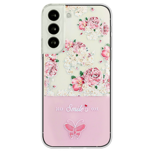 Samsung Galaxy S23+ 5G Bronzing Butterfly Flower TPU Phone Case - Peony