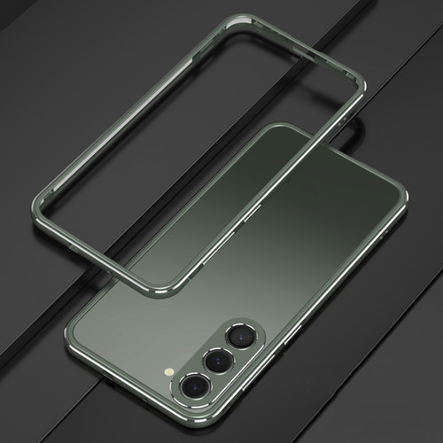 Samsung Galaxy S23+ 5G Aurora Series Lens Protector + Metal Frame Phone Case - Green Silver