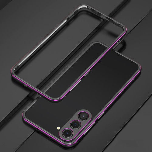 Samsung Galaxy S23+ 5G Aurora Series Lens Protector + Metal Frame Phone Case - Black Purple