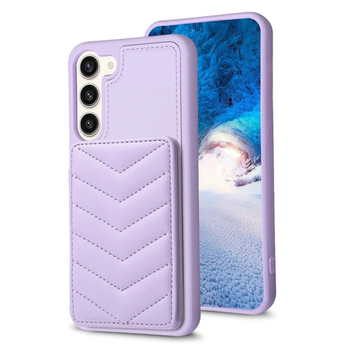 Samsung Galaxy S23+ 5G BF26 Wave Pattern Card Bag Holder Phone Case - Purple
