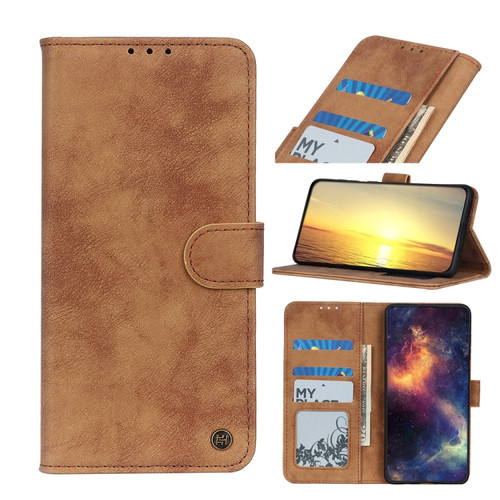 Samsung Galaxy S23+ Antelope Texture Magnetic Buckle Leather Phone Case - Brown