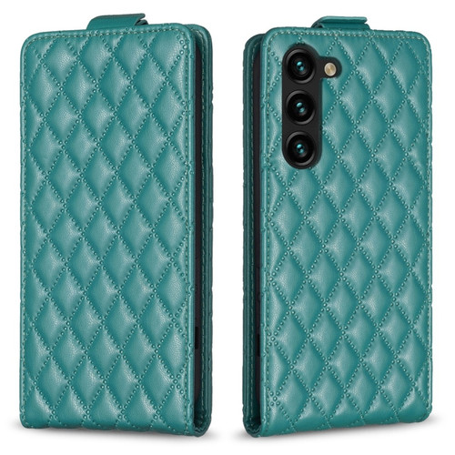 Samsung Galaxy S23+ 5G Diamond Lattice Vertical Flip Leather Phone Case - Green