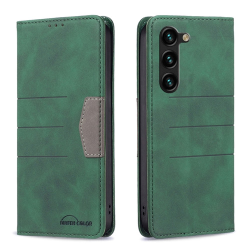 Samsung Galaxy S23+ 5G BF10 Color Block Magnetic Flip Leather Phone Case - Green