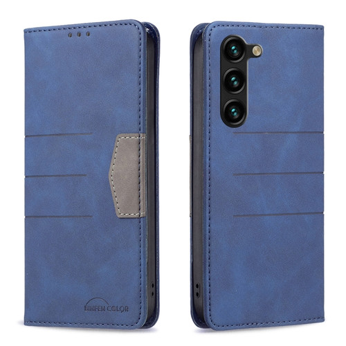 Samsung Galaxy S23+ 5G BF10 Color Block Magnetic Flip Leather Phone Case - Blue