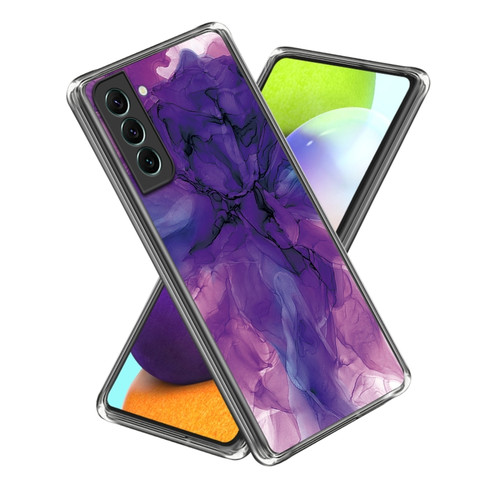 Samsung Galaxy S23+ 5G Colored Drawing Clear TPU Phone Protective Case - Watercolor Dark Purple