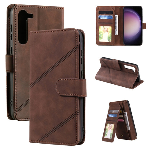 Samsung Galaxy S23+ 5G Skin Feel Multi-card Wallet Leather Phone Case - Brown