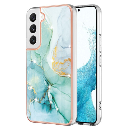 Samsung Galaxy S23+ 5G Electroplating Marble Dual-side IMD TPU Phone Case - Green 003