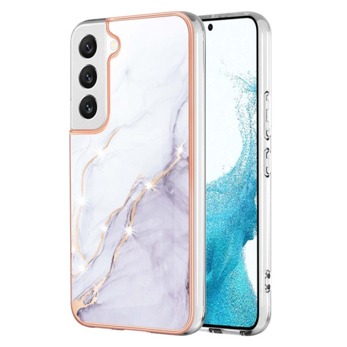 Samsung Galaxy S23+ 5G Electroplating Marble Dual-side IMD TPU Phone Case - White 006