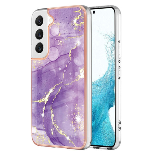 Samsung Galaxy S23+ 5G Electroplating Marble Dual-side IMD TPU Phone Case - Purple 002