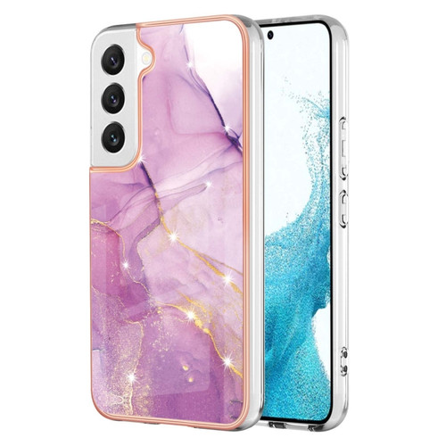 Samsung Galaxy S23+ 5G Electroplating Marble Dual-side IMD TPU Phone Case - Purple 001