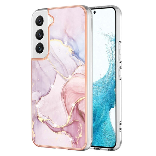 Samsung Galaxy S23+ 5G Electroplating Marble Dual-side IMD TPU Phone Case - Rose Gold 005