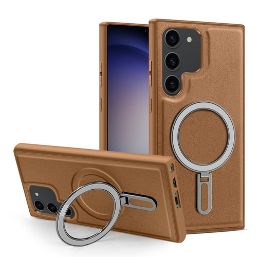 Samsung Galaxy S23+ 5G MagSafe Magnetic Holder Phone Case - Brown