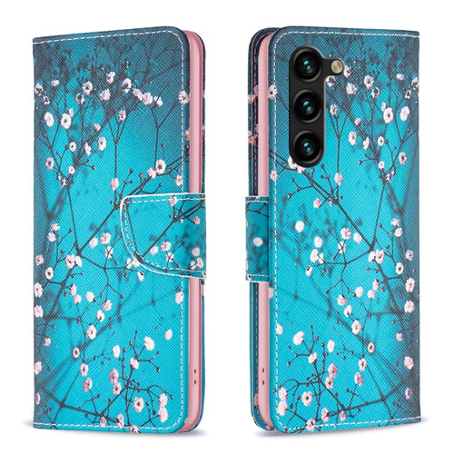 Samsung Galaxy S23+ 5G Drawing Pattern Leather Phone Case - Plum Blossom