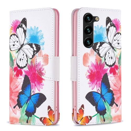 Samsung Galaxy S23+ 5G Drawing Pattern Leather Phone Case - Butterflies