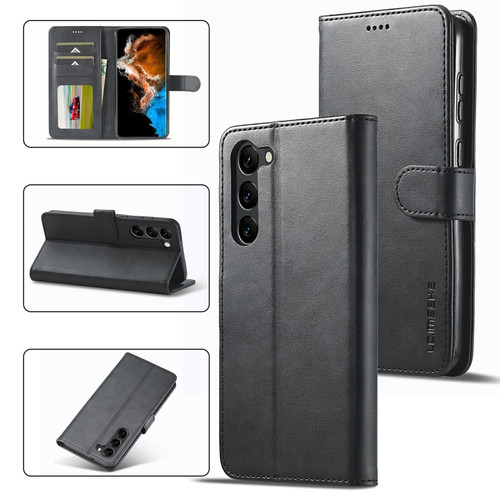 Samsung Galaxy S23+ 5G LC.IMEEKE Calf Texture Horizontal Flip Leather Phone Case - Black