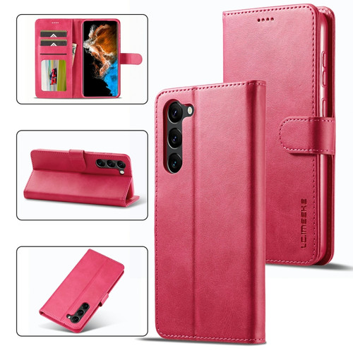 Samsung Galaxy S23+ 5G LC.IMEEKE Calf Texture Horizontal Flip Leather Phone Case - Red