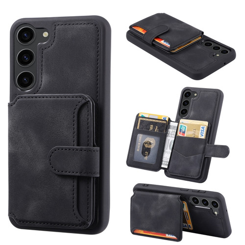 Samsung Galaxy S23+ 5G Skin Feel Dream Anti-theft Brush Shockproof Portable Skin Card Bag Phone Case - Black