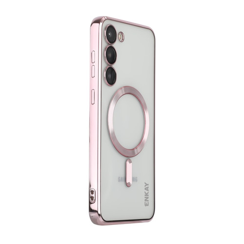 Samsung Galaxy S23+ 5G ENKAY Electroplated MagSafe Shockproof TPU Phone Case with Lens Film - Pink