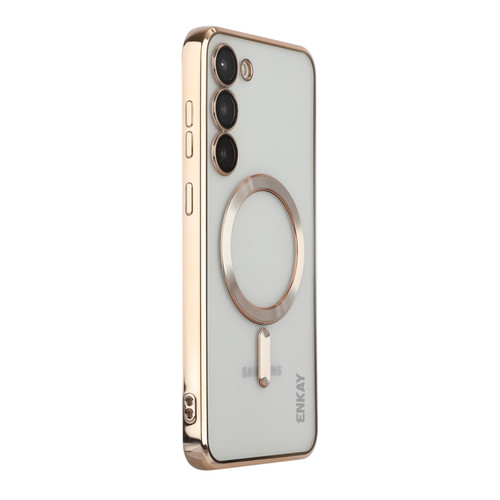Samsung Galaxy S23+ 5G ENKAY Electroplated MagSafe Shockproof TPU Phone Case with Lens Film - Gold