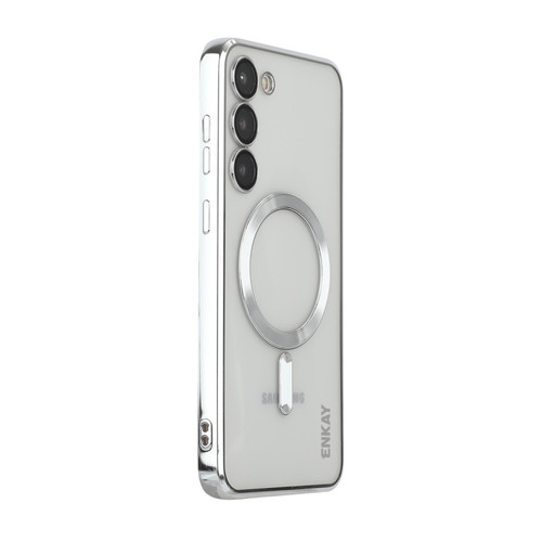 Samsung Galaxy S23+ 5G ENKAY Electroplated MagSafe Shockproof TPU Phone Case with Lens Film - Silver