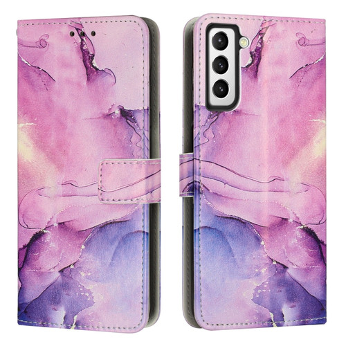 Samsung Galaxy S23+ 5G Painted Marble Pattern Leather Phone Case - Purple