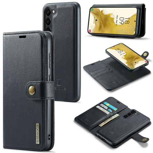 Samsung Galaxy S23+ 5G DG.MING Crazy Horse Texture Detachable Magnetic Leather Case - Black