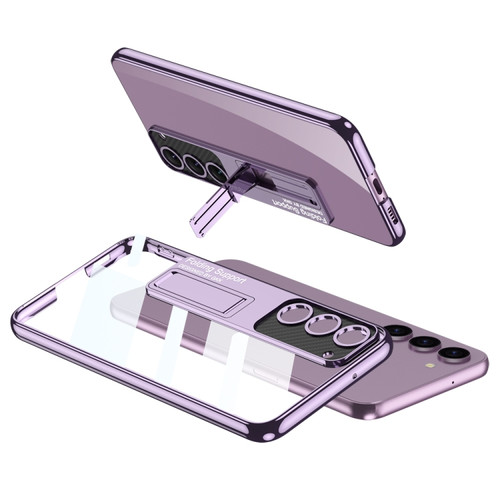 Samsung Galaxy S23+ 5G GKK Electroplating Full Coverage Protective Phone Case with Holder - Purple