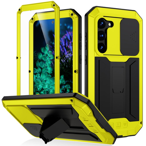 Samsung Galaxy S23+ 5G R-JUST Sliding Camera Design Life Waterproof Dustproof Shockproof Phone Case - Yellow