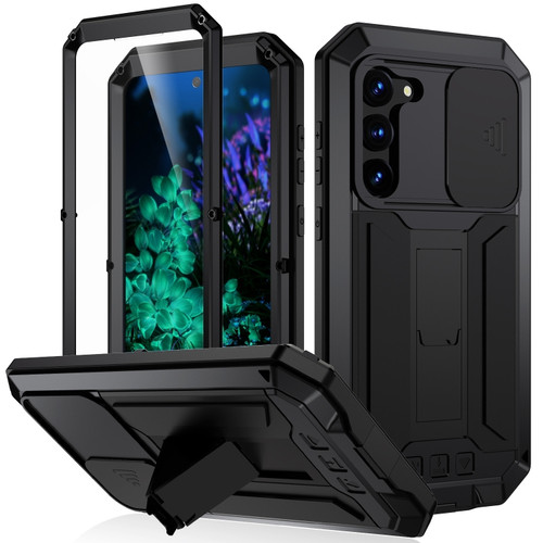 Samsung Galaxy S23+ 5G R-JUST Sliding Camera Design Life Waterproof Dustproof Shockproof Phone Case - Black