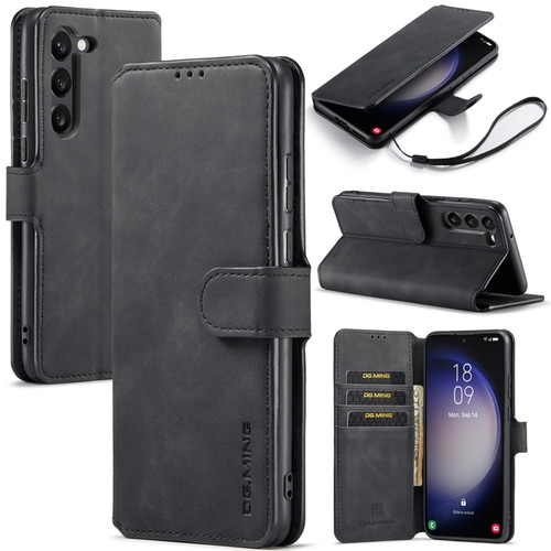 Samsung Galaxy S23+ 5G DG.MING Retro Oil Edge Flip Leather Phone Case - Black