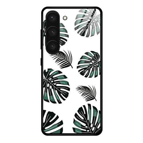 Samsung Galaxy S23+ 5G Colorful Painted Glass Phone Case - Banana Leaf