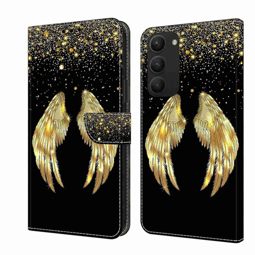 Samsung Galaxy S23+ Crystal 3D Shockproof Protective Leather Phone Case - Golden Wings