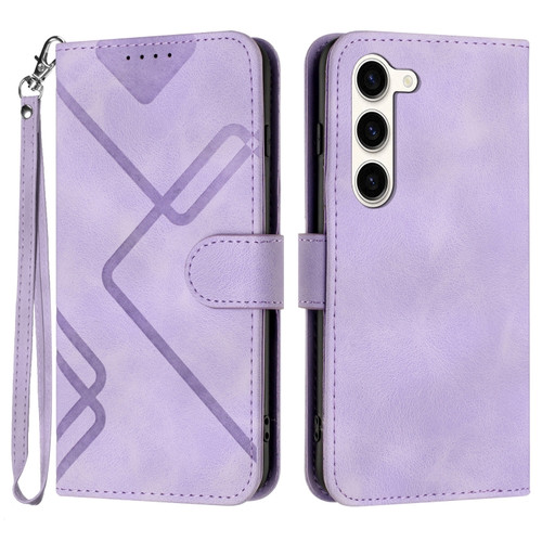 Samsung Galaxy S23+ 5G Line Pattern Skin Feel Leather Phone Case - Light Purple