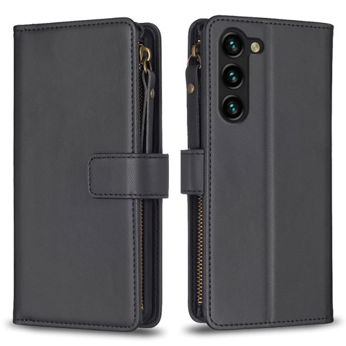 Samsung Galaxy S23+ 5G 9 Card Slots Zipper Wallet Leather Flip Phone Case - Black