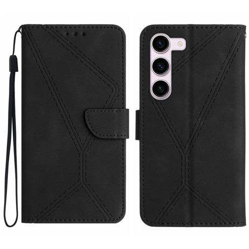 Samsung Galaxy S23+ 5G Stitching Embossed Leather Phone Case - Black