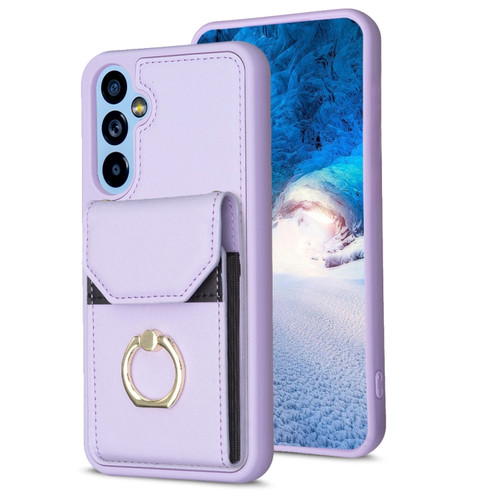 Samsung Galaxy A14 4G/5G BF29 Organ Card Bag Ring Holder Phone Case - Purple