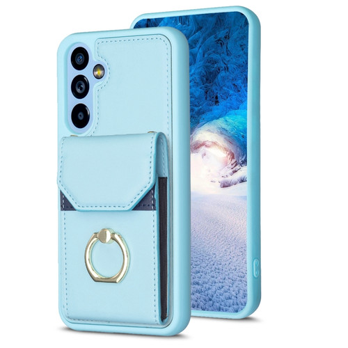 Samsung Galaxy A14 4G/5G BF29 Organ Card Bag Ring Holder Phone Case - Blue